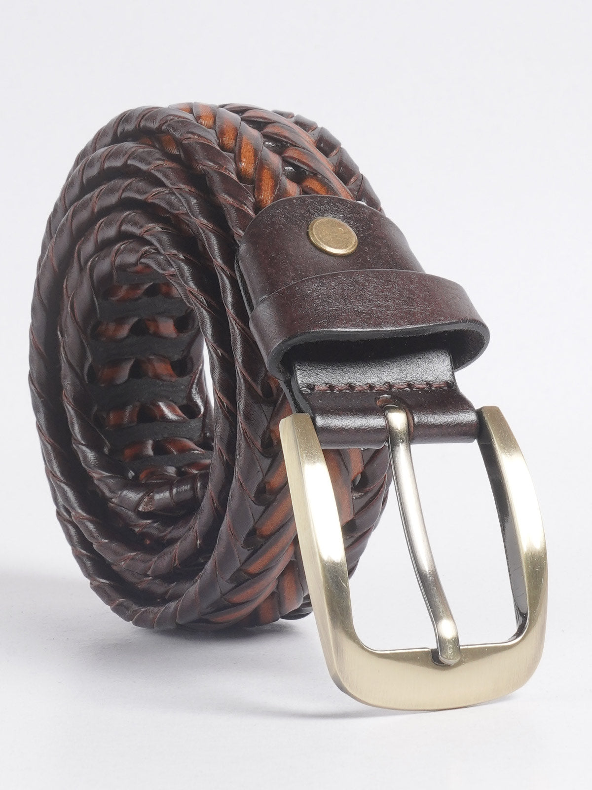 Brown Weaving Design Leather Belt