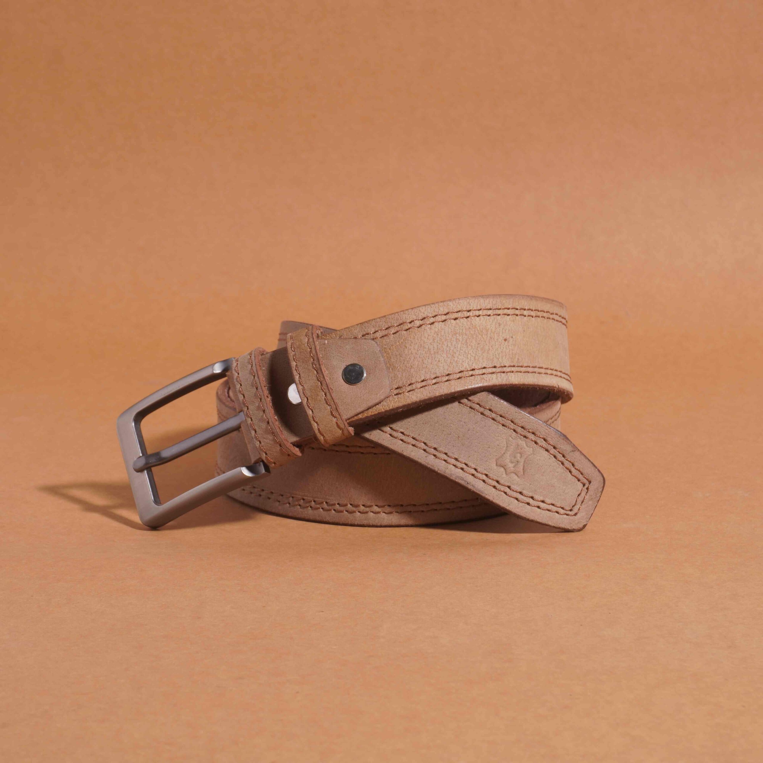 Crazy Horse Leather Belt (Beige)