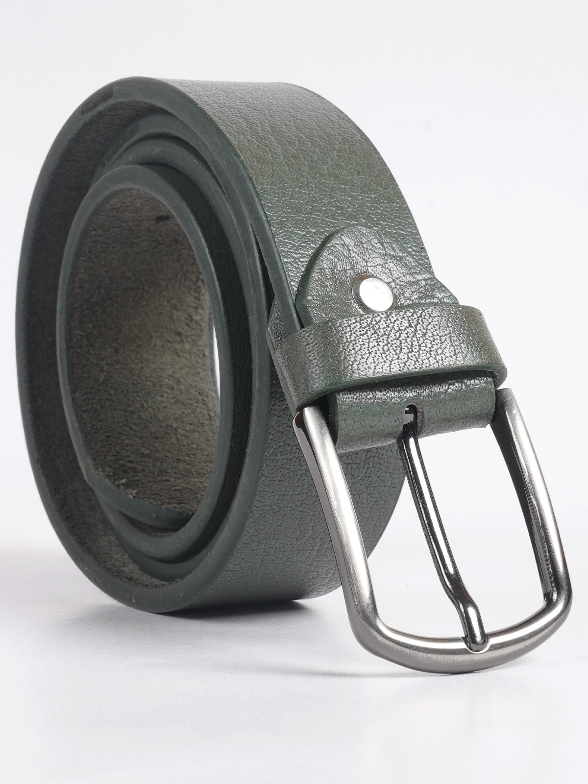 Green Textured Leather Belt