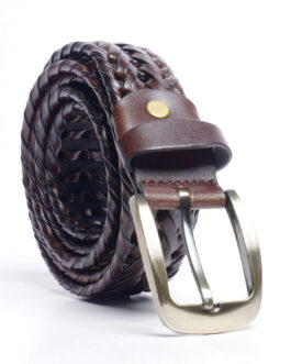 Maroon Weaving Design Leather Belt