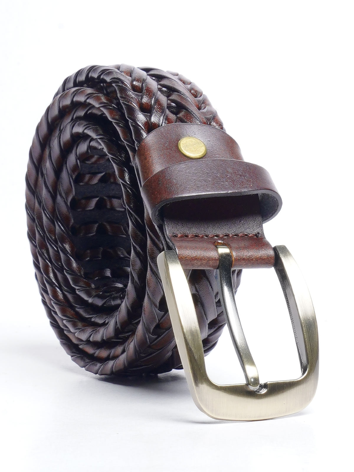 Maroon Weaving Design Leather Belt