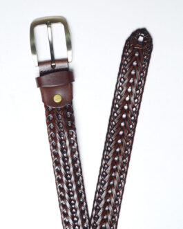 Maroon Weaving Design Leather Belt