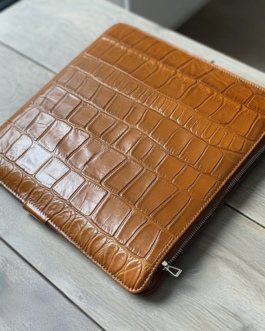 Tan Crocodile MacBook & Laptop Sleeve