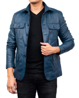 5-Button Men Lambskin Leather Blazer