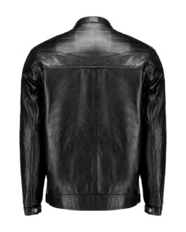 Black Mens Pure Sheep Leather Zipper Jacket