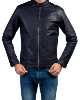 Blue Mens Pure Sheep Leather Jacket