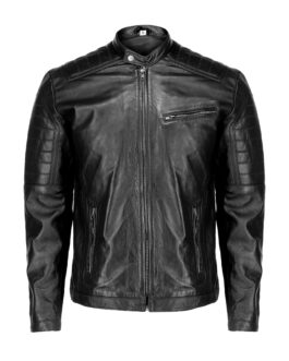 Cafe Racer Black Mens Pure Sheep Leather Jacket