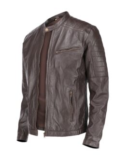 Cafe Racer Brown Mens Pure Sheep Leather Jacket