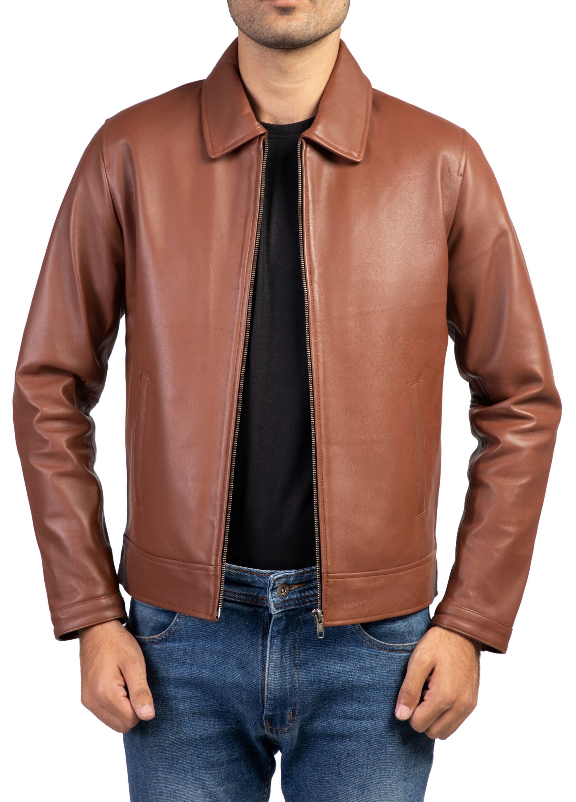 Classic Collar Leather Jacket